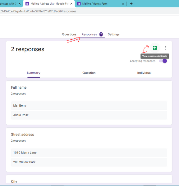how to view google forms responses