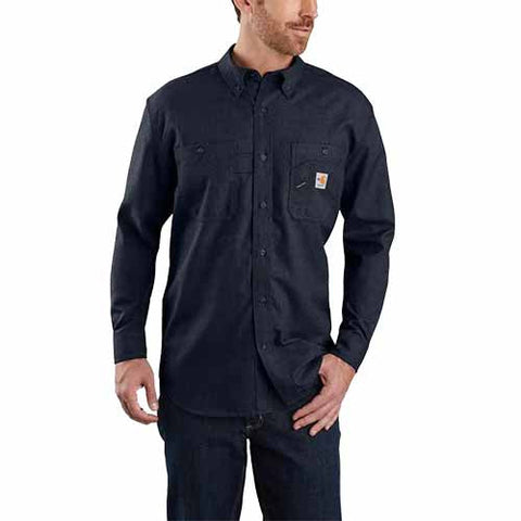 Carhartt FR Force Original Fit Lightweight Button Down Long Sleeve Nav ...