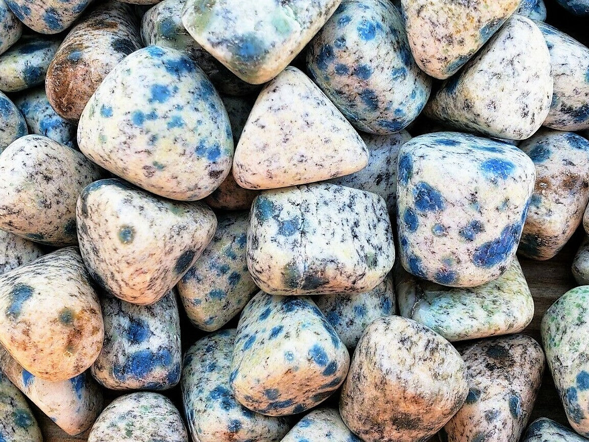 Afghanite K2 Mountain Tumbled Stone Blue & White – rocksolidfossils
