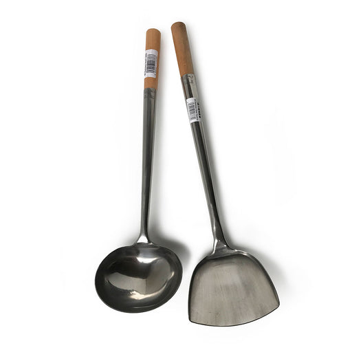 Handmade Cooking Essentials Frying Spatula Turner and Ladle Rain Tree  Wooden Set (Thailand)