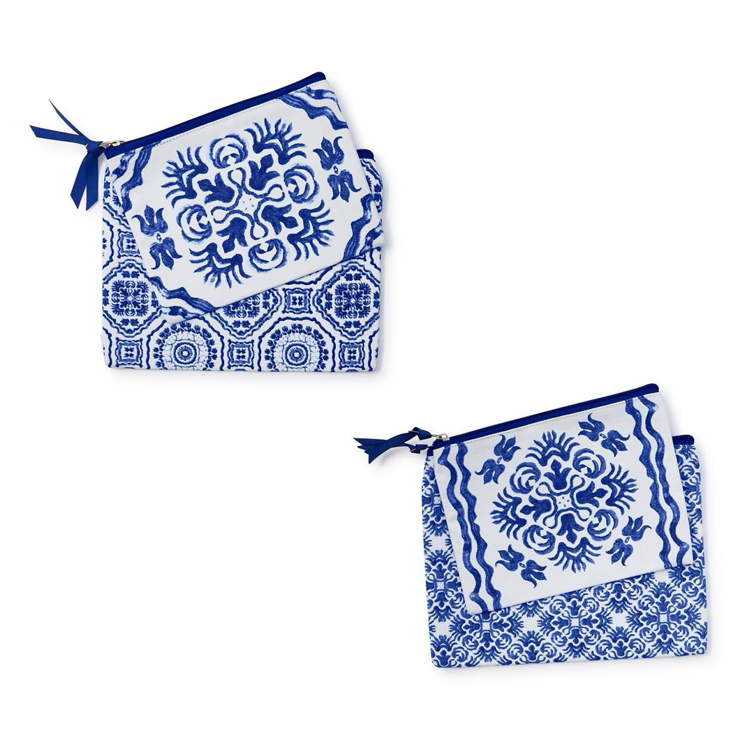 Blue Tile Block Print Multipurpose Pouch