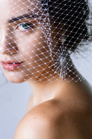 Mini Birdcage Veil With Pearls, Petite Pearl Small Bridal Veil