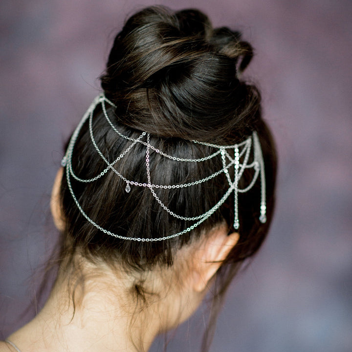 BELINDA pearl bridal hair chains  Carrie Whelan Designs