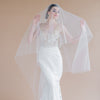 pure white handkerchief bridal veil with blusher made in toronto canada by Blair nadeau bridal adornments