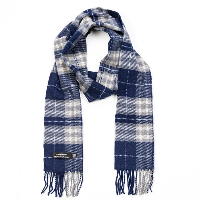 90% Merino 10% Cashmere Scarf - Grey and Navy Check – MIMI+MARTHA