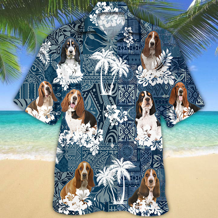 basset hound hawaiian shirt