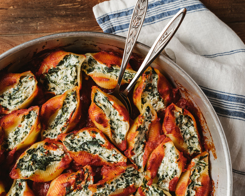 Baked Conchiglioni with Spinach and Ricotta – That's Amore Cheese