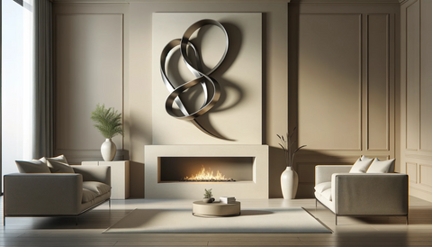 Sculptural wall art above Fireplace