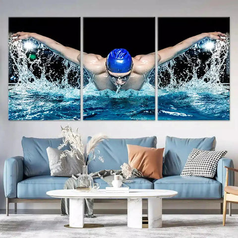 swimming Canvas wall art