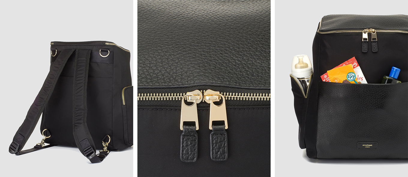 storksak Alyssa backpack, leather black
