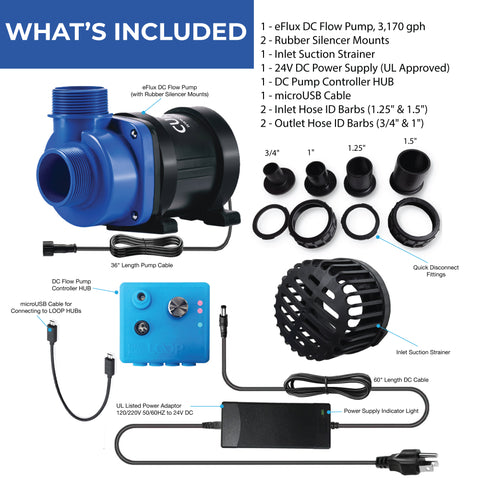 eflux dc flow pump what is in the box