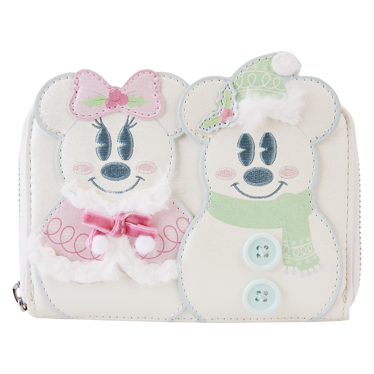 Photos - Wallet Loungefly Mickey And Minnie Pastel Snowman Zip Around  - Disney 