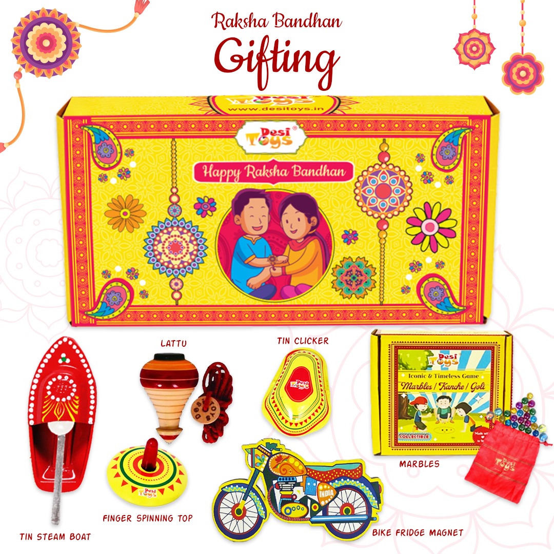 Desi Toys Raksha Bandhan Special Combo Gift Set of 6,  Non-gadget & Fun toys and games, Memorable Gifts for Brothers and Sisters