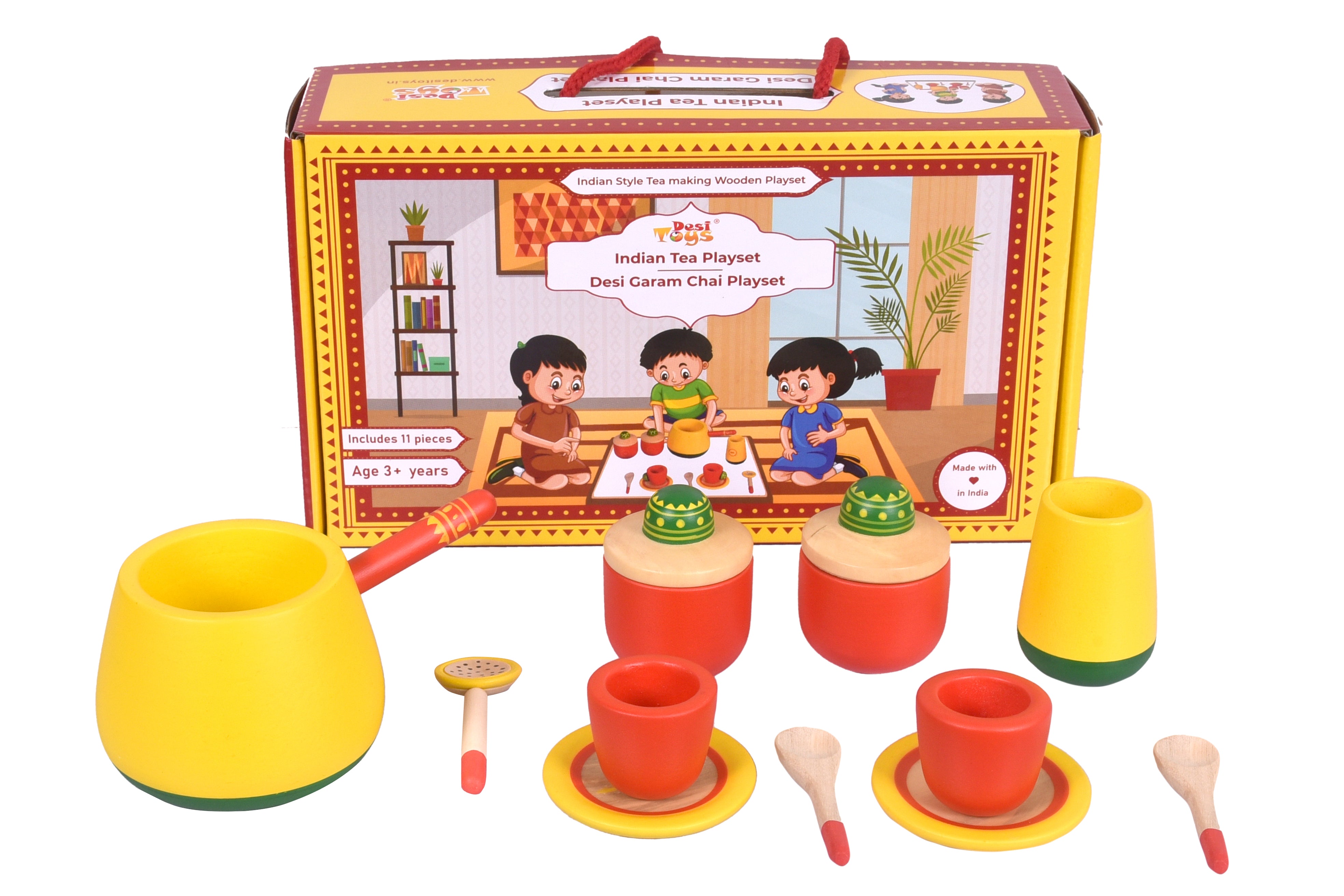 Wooden Indian Tea Kitchen set for Kids / Desi Garam Chai Playset