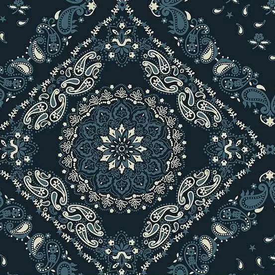 Blue Navy Bandana Wideback Cotton Fabric ( 1 7/8 yard pack) - Linda's Electric Quilters