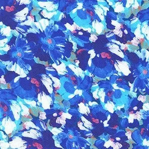 Blue Painterly Petals Sateen Cotton Wideback Fabric ( 2 3/4 yard pack ) - Linda's Electric Quilters