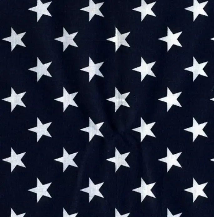 Blue Navy with Large White Stars Cotton Wideback Fabric ( 3/4 yard pack) - Linda's Electric Quilters