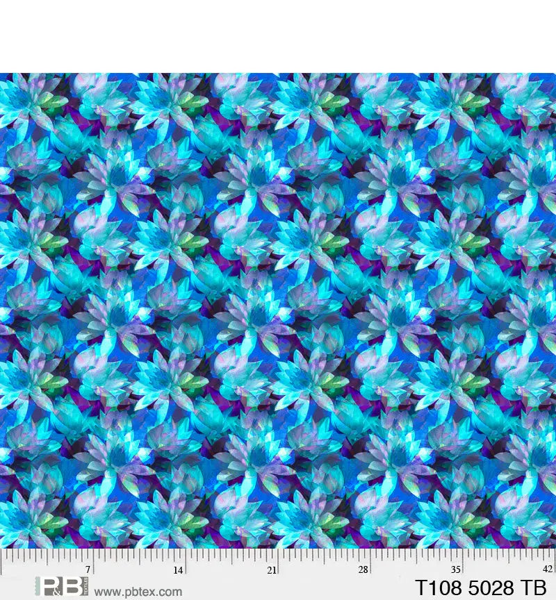Blue Translucence Flowers Cotton Wideback Fabric ( 2 yard pack ) - Linda's Electric Quilters