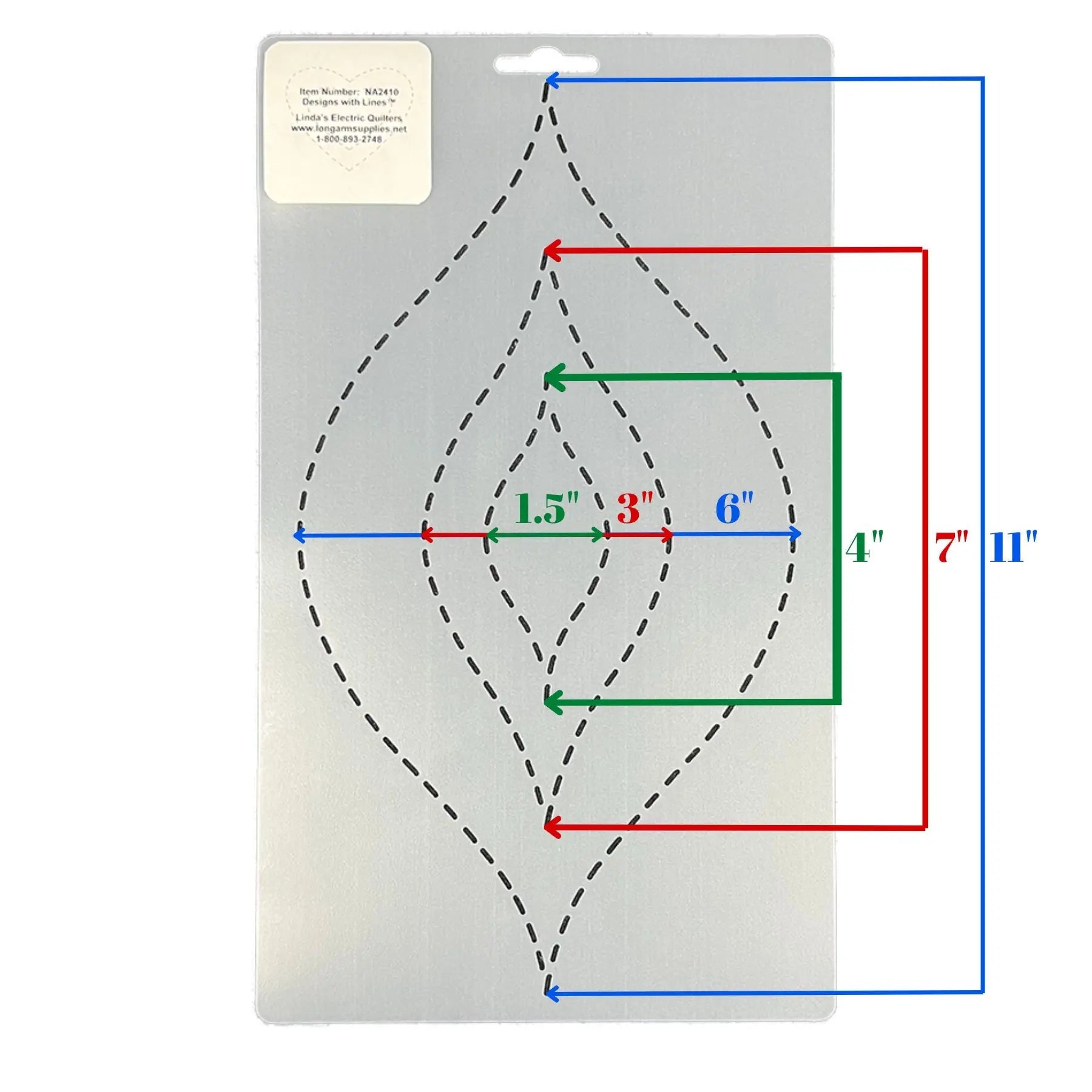 2410 Marquise Series 11"x6",7"x3", and 3.5"x11.5" Stencil - Linda's Electric Quilters