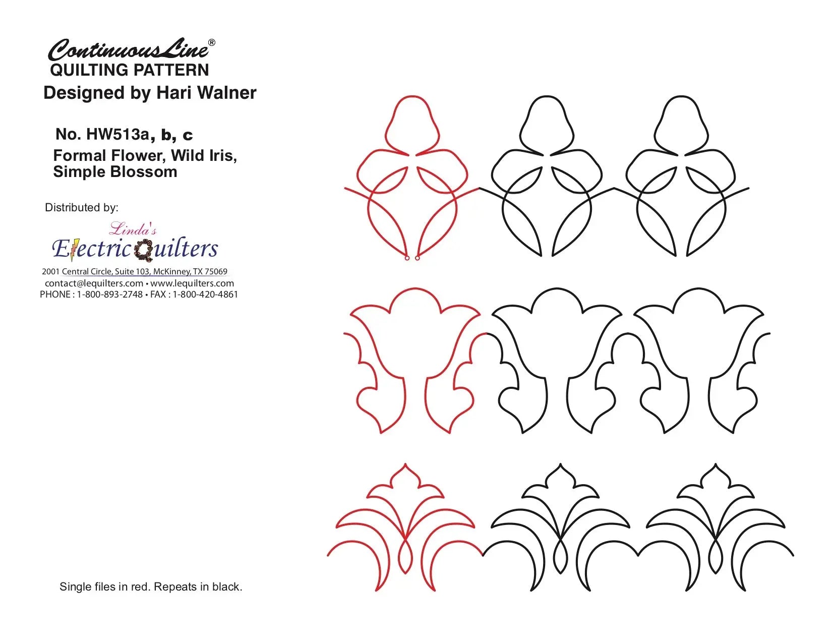 513 Floral 2 Pantograph by Hari Walner - Linda's Electric Quilters