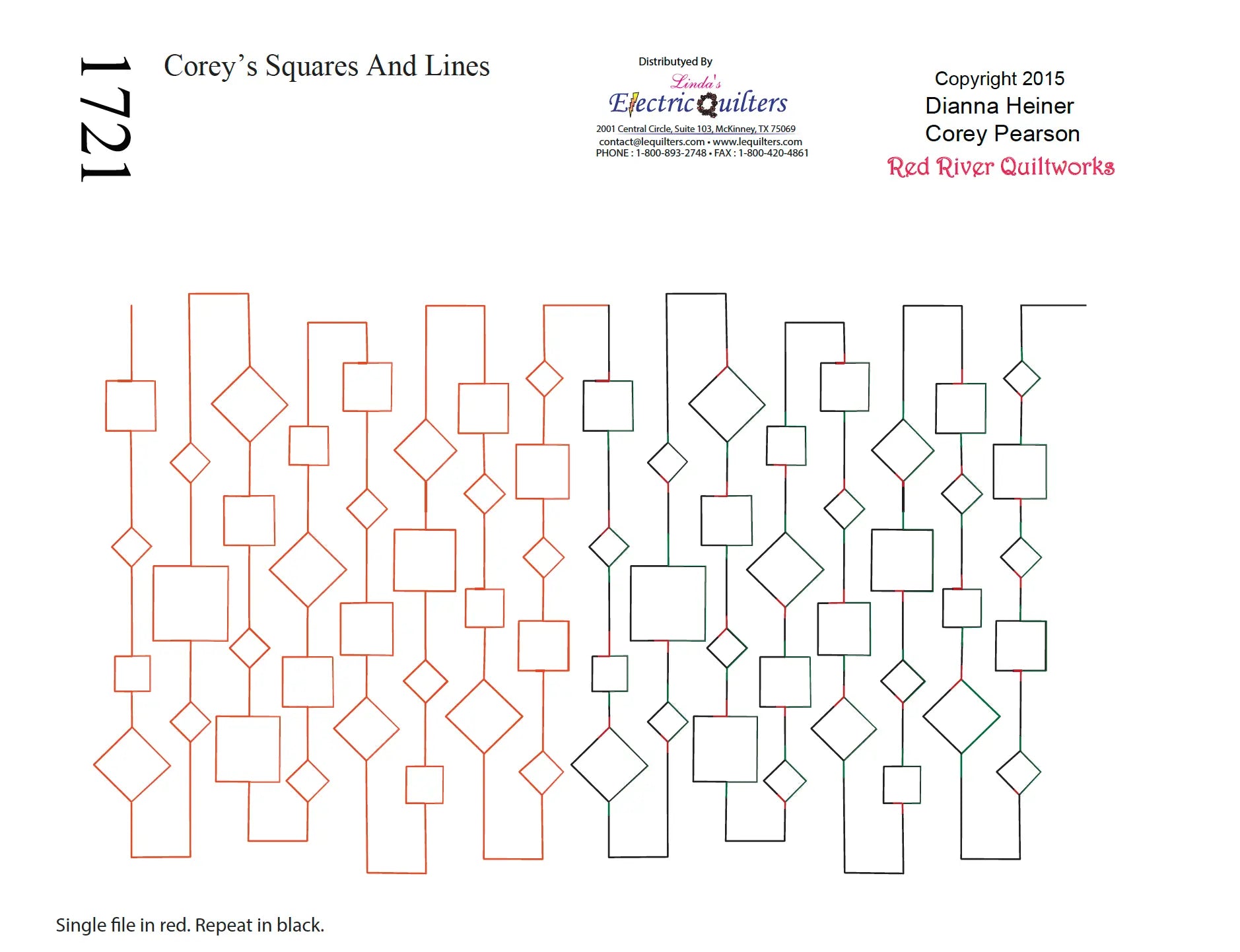 1721 Corey's Squares Pantograph - Linda's Electric Quilters