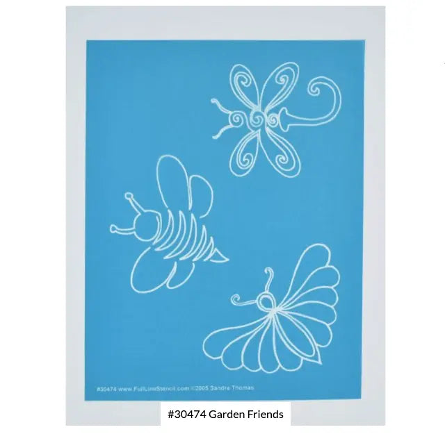 30474 Garden Friends Stencil 3 Different, Each For 4-1/2" Block - Linda's Electric Quilters