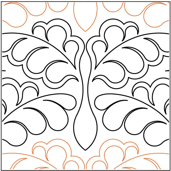 Damask Feathers Pantograph - Linda's Electric Quilters