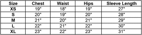 Wanakome Amaya Size Chart