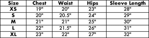 Wanakome Hermione Size Chart