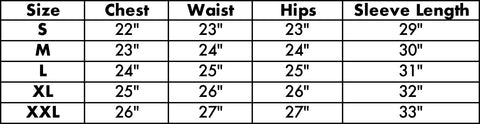 Wanakome Icarus Size Chart