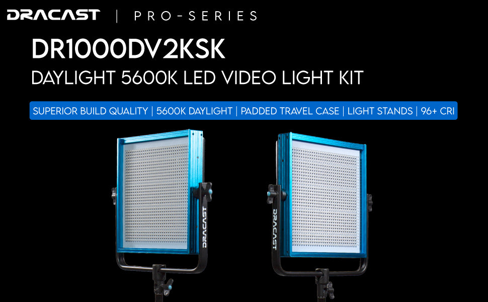 Dracast Pro Series LED1000 Daylight LED 2 Light Kit