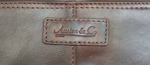 Tan Brown Leather Briefcase Logo