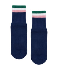 Crew Non Slip Grip Socks - Turquoise Stripes - MA x ELLE