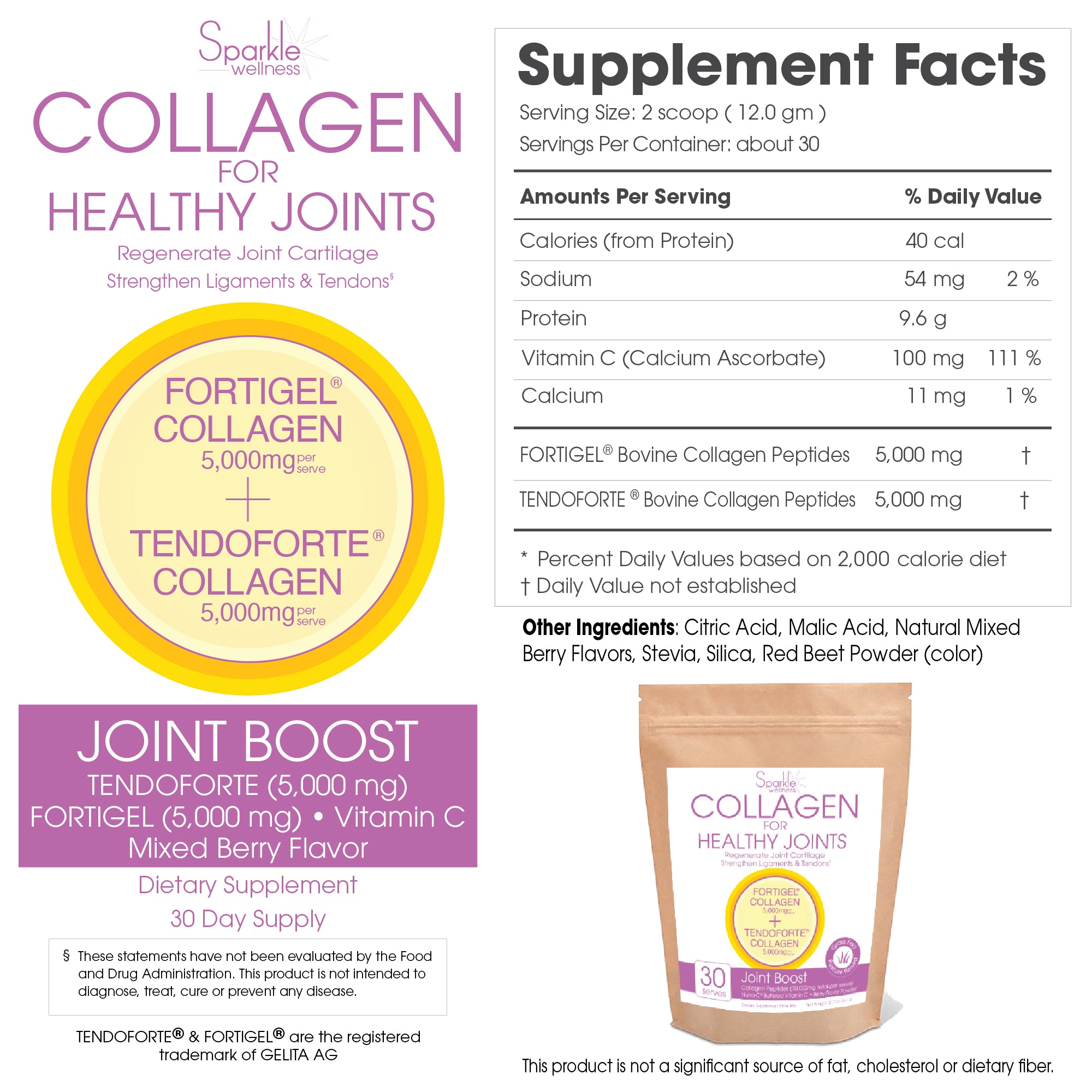 Sparkle Joint Boost Mixed Berry Supplement Facts