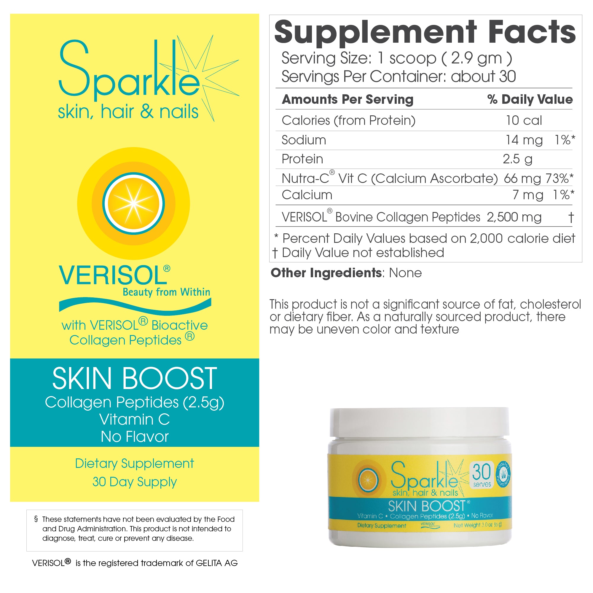 Sparkle Skin Boost No Flavor Supplement Facts