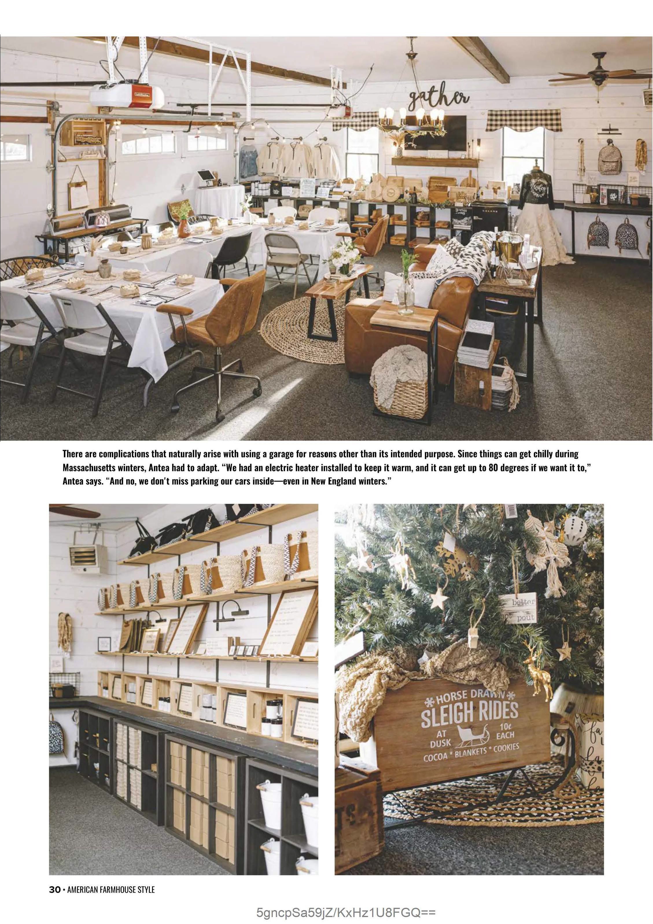 American Farmhouse Magazine Feature of Antea Amoroso Design Garage Studio Shop