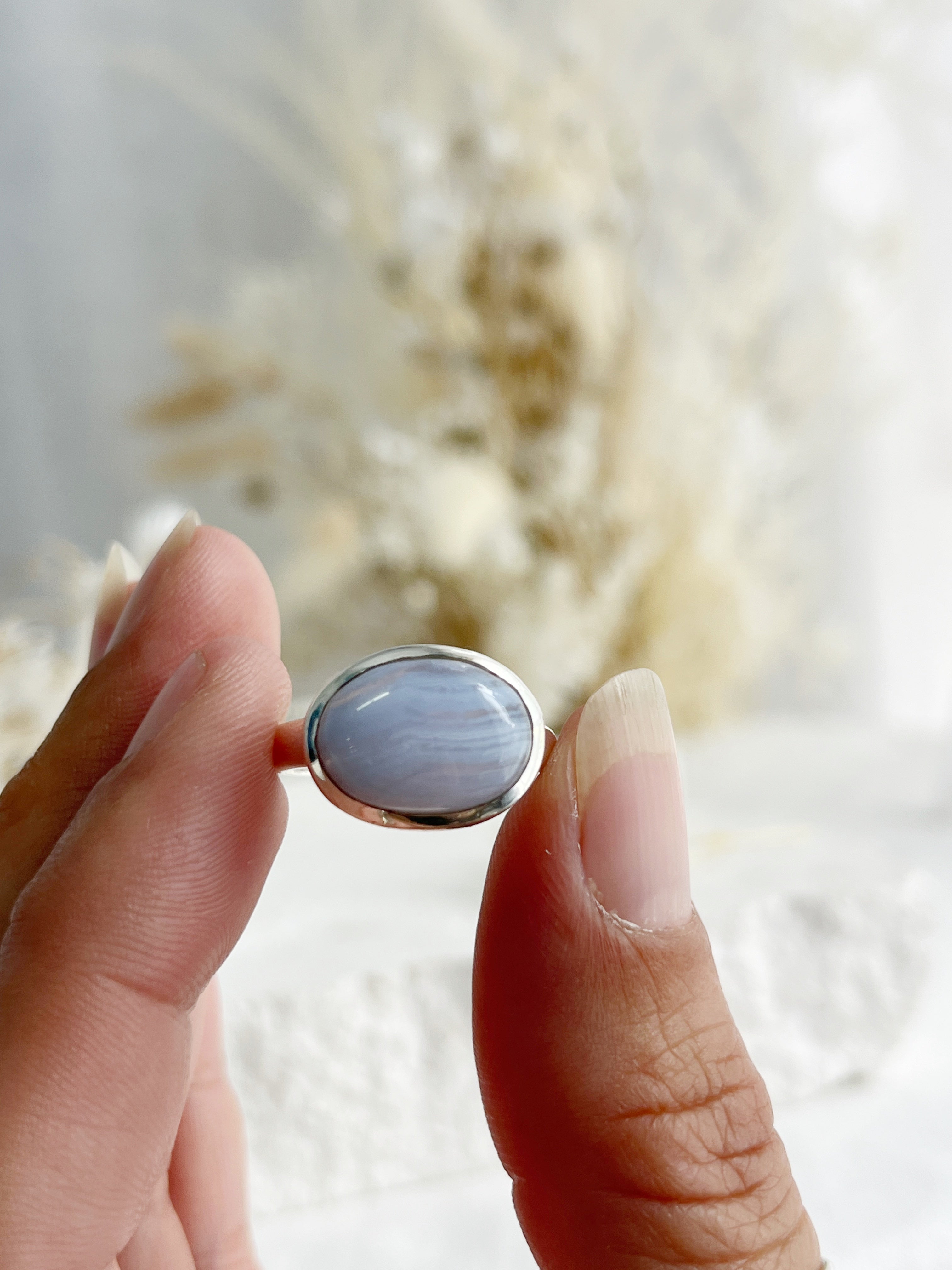 BLUE LACE AGATE RING || SIZE 8