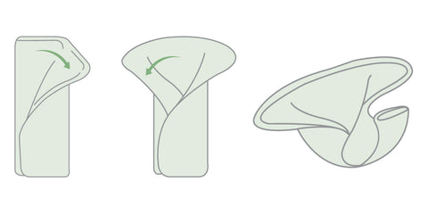 Angel wing fold for prefold cloth nappy - can also be used with tea towels or hand towels as emergency nappy solutions