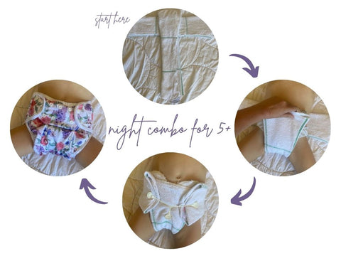 Night time solution for older children using the Cómodo Wrap+ reusable nappy cover