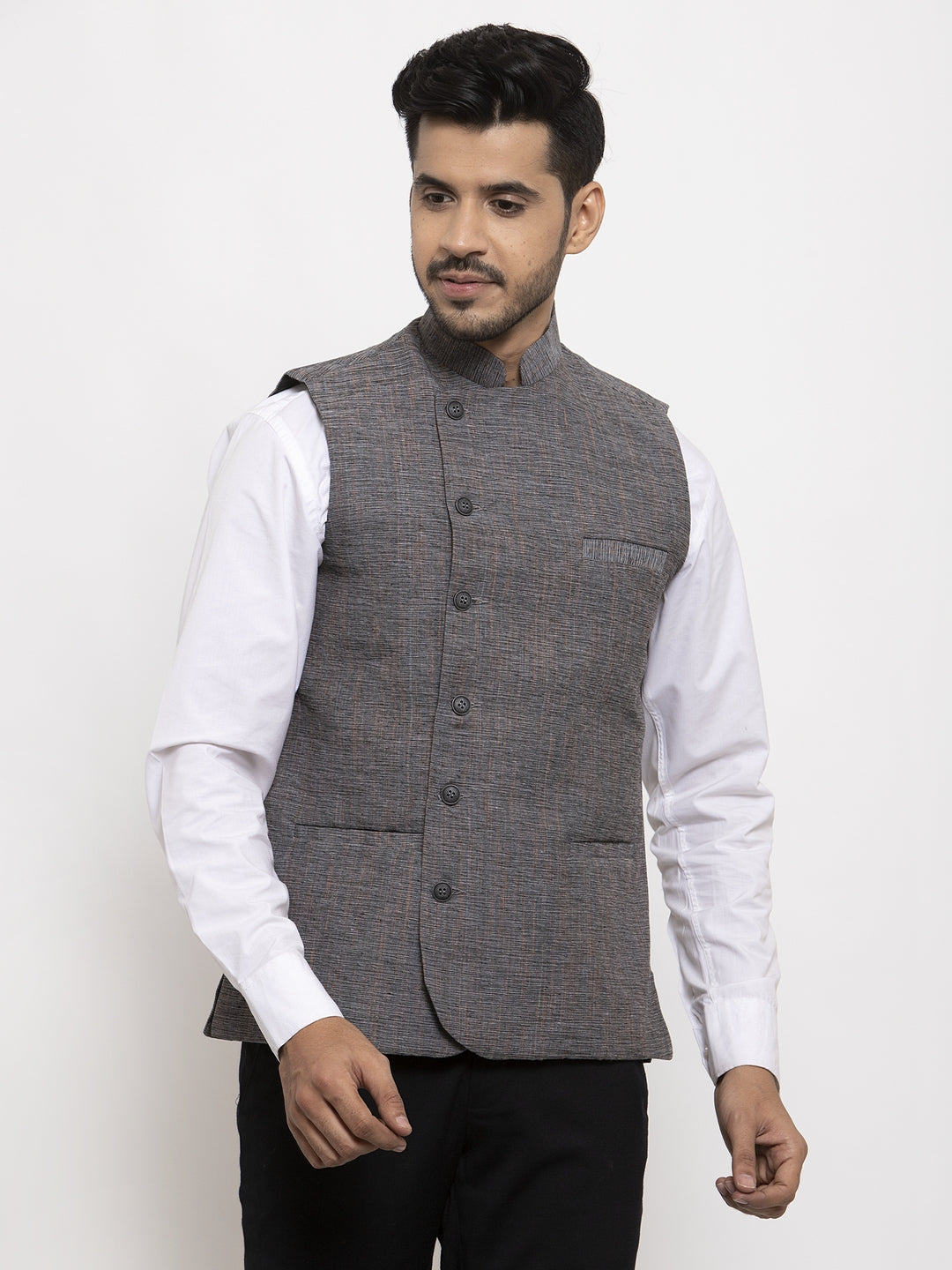 Buy online Grey Cotton Nehru Jacket from Jackets for Men by Veera Paridhaan  for ₹1179 at 63% off | 2024 Limeroad.com