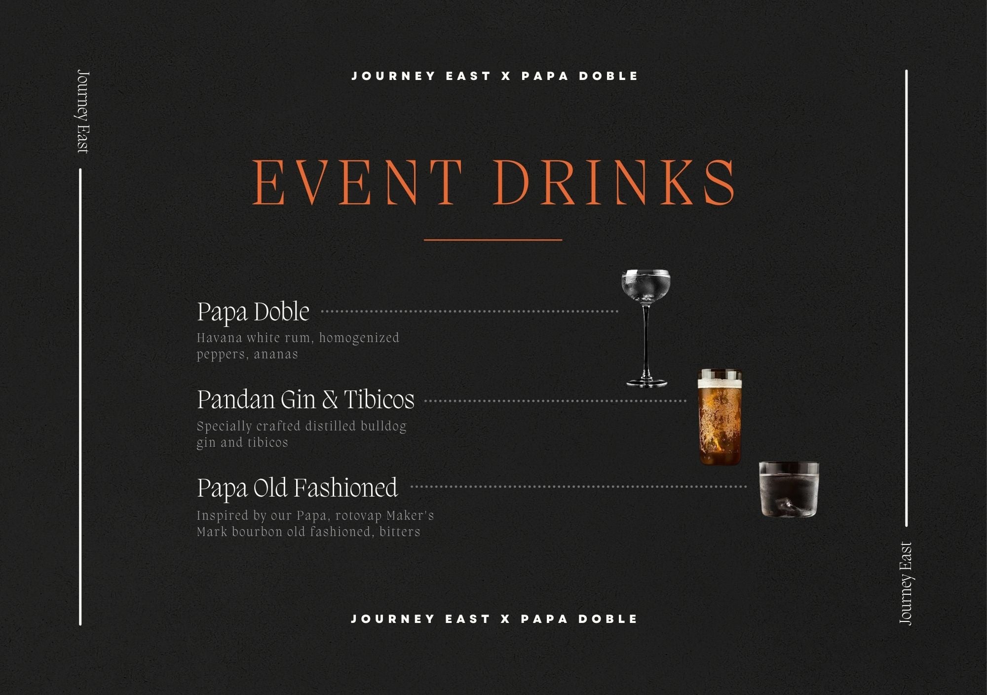 Drink served at the event: Papa Doble, Pandan Gin & Tibicos & Papa Old Fashioned