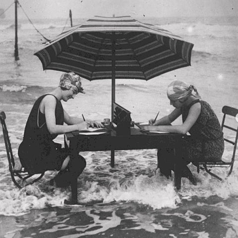 1900s Folding garden chairs; in wood and metal