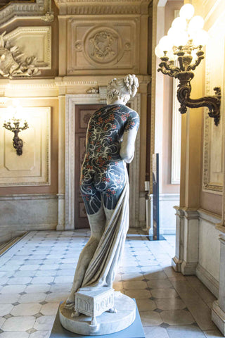 La Venere tatuata statue by Fabio Viale in Turin Italy