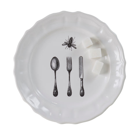 Ceramic Plate of MAMMIFERI ESCLUSI line by Piatto Unico with spoon, fork, knife and bee