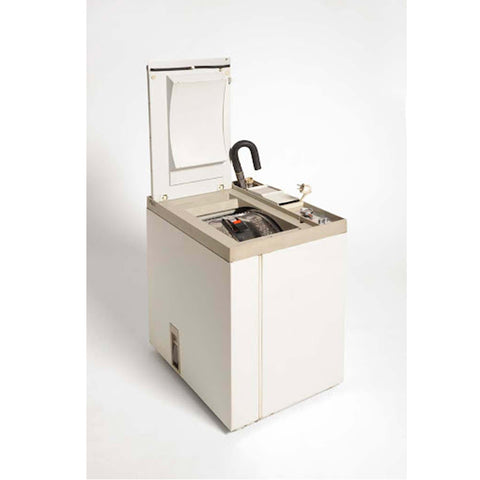 white vintage Rex Zanussi automatic washing machine, mod. P5 by Zanussi Industrial Design Office; 1967 Compasso d'Oro award 