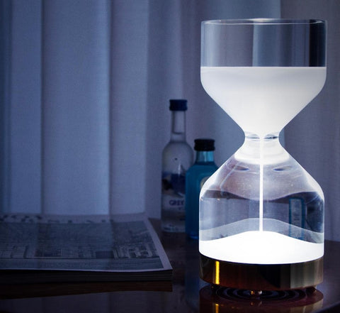 glass hourglass lamp by Nicola Azzaro by Clepsy Design 