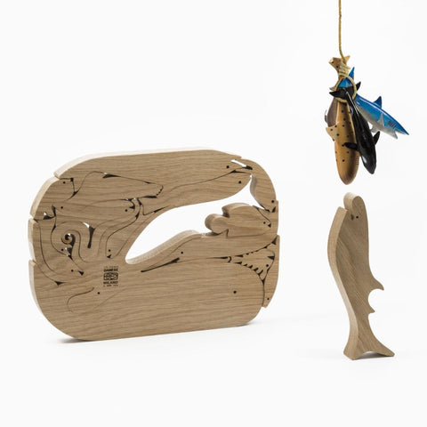 Wooden Puzzle 16 PESCI by Enzo Mari for Danese Milano - Design Italy