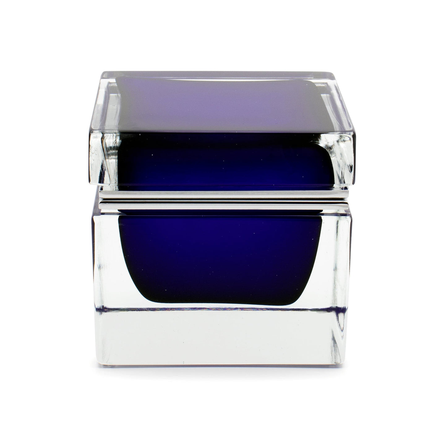 Murano Glass Ornamental Container SQUARE Cobalt Blue