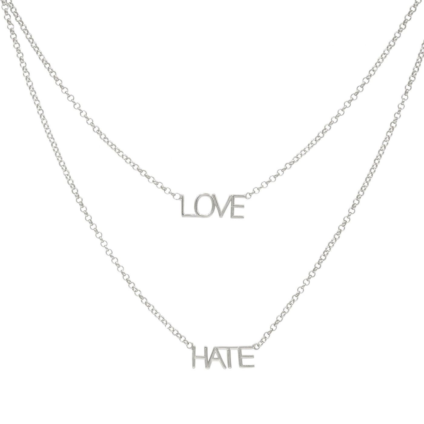 お買い物マラソン限定☆ Love and Hate シルバーネックレス - 通販