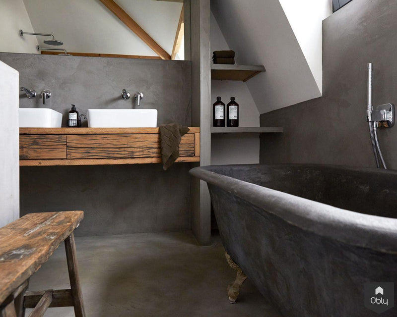 Vervullen buffet uitspraak Badkamer van beton en hout | OBLY